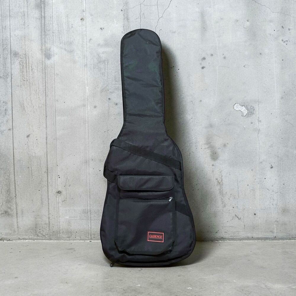 Cadence Black Nylon Single Guitar Gig Bag w/ Backpack Straps & Front Pocket